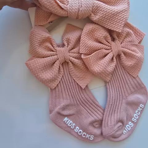 Set Vincha+media antideslizante Rosa vieja 6-12M - vista alternativa