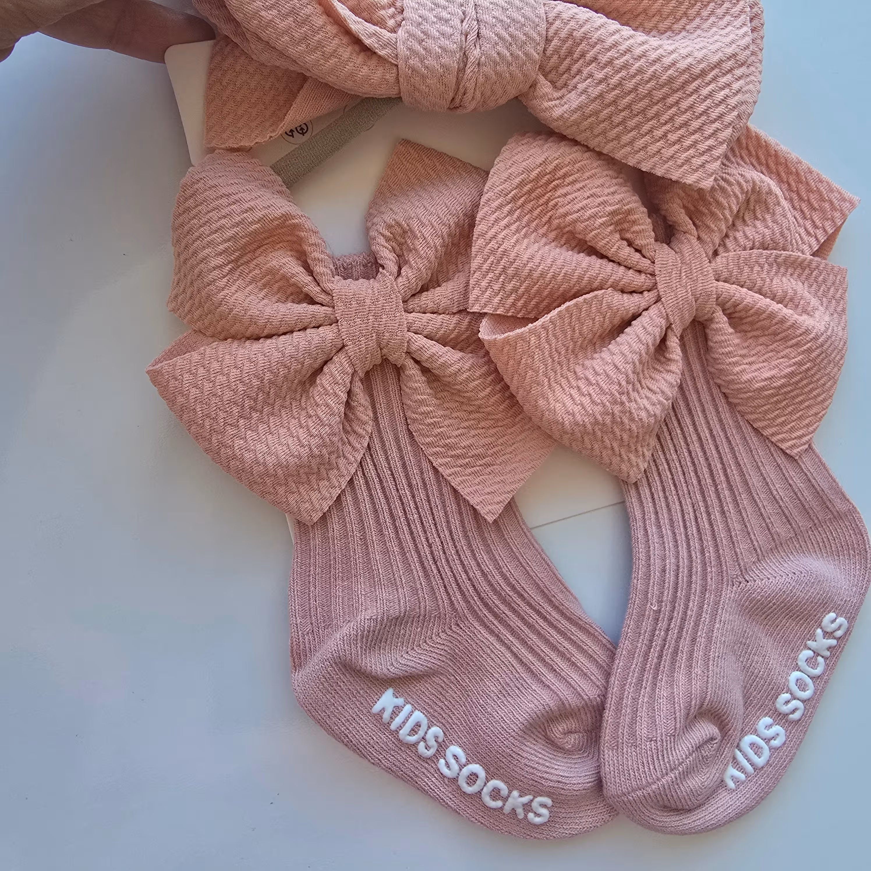 Set Vincha+media antideslizante Rosa vieja 6-12M - 2