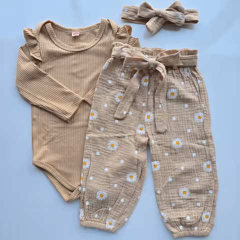 Set X3 Body+Pantalón+Vincha Margarita