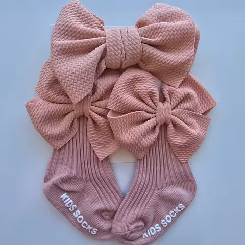 Set Vincha+media antideslizante Rosa vieja 6-12M